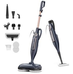 VM6 Scrubbing Steam Mop with Rotating Mop Pads, 10 in 1 Steam Mop, Lightweight Spin Mop & 3 Steam Modes for Hard Floor Laminate Marble Floors