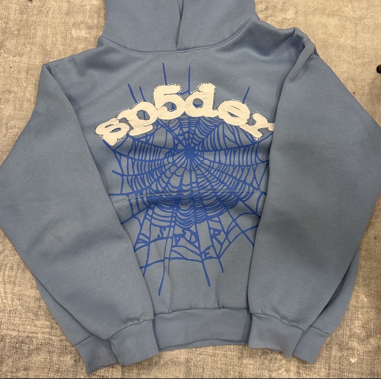 Sp5der Hoodie Blue Sz Small