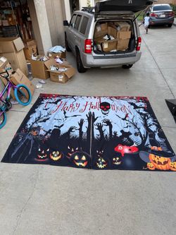 New Large Halloween Zombie and Pumpkin Backdrop or curtain I have several available