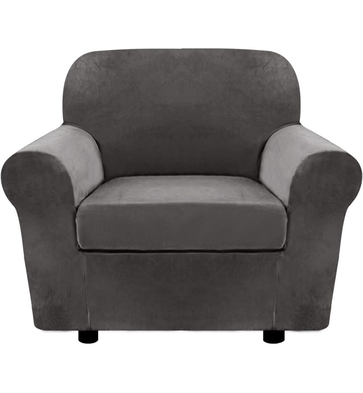 Velvet Chair Slipcover Cover Grey