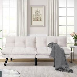 67” Velvet Futon Sofa Bed Convertible Small Upholstered Couch 2-Seat Loveseat Sleeper with Adjustable Backrest and Armrest for Small Space Apartment,G