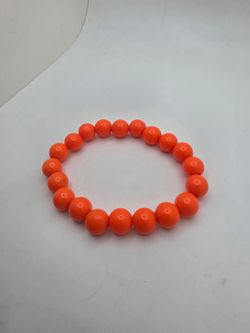 Bright Orange Beaded Stretch Bracelet