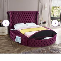 Upholstery Platform Bed-purple