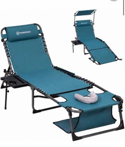 BRAND NEW w Box FUNDANGO Heavy Duty Tanning Chair with Face Hole & Canopy
