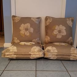 New! Birch Lane  Indoor /Outdoor, Linen, Roped Seat Cushions (4) 17"x17"