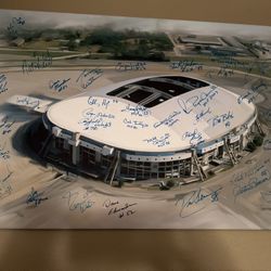 Cowboys Autographed Canvas Painting 