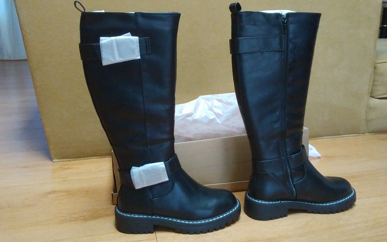 HAWKWELL WOMEN BLACK KNEE HIGH PLATFORM BOOTS "NEW" $20 NO LESS