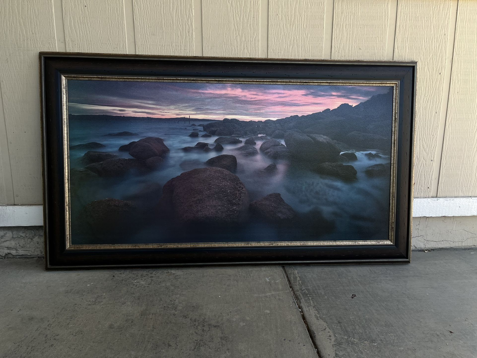 Framed Ocean Sunset Photograph