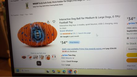 Whaleon Interactive Dog Ball - E-TPU Football Toy for Medium & Large Dogs, New (Coral Orange, Large)