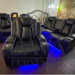 New 💯⭐️3 pz recliner set   Sofa with Drop Down Table W/ Cupholder's & Smart Phone Charging Pad Storage Compartments in each arm LED Lights under foot