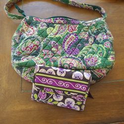 Vera Bradley Green Paisley Purse With Wallet.