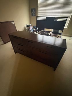 Modern Dark Brown Casana Wood Six-Drawer Dresser