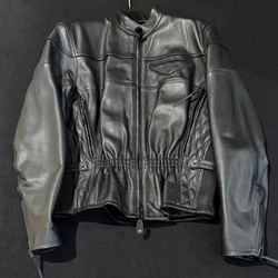 Harley Davidson Black Leather Padded Armor Bar  Women’s Riding Jacket Size Large