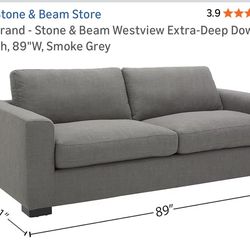 89”W Grey Couch