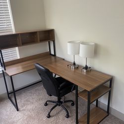 Desk, Chair And Lamps