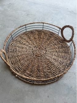 Wicker & Black Metal Tray