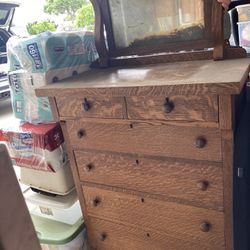 Antique Oak High Boy Dresser