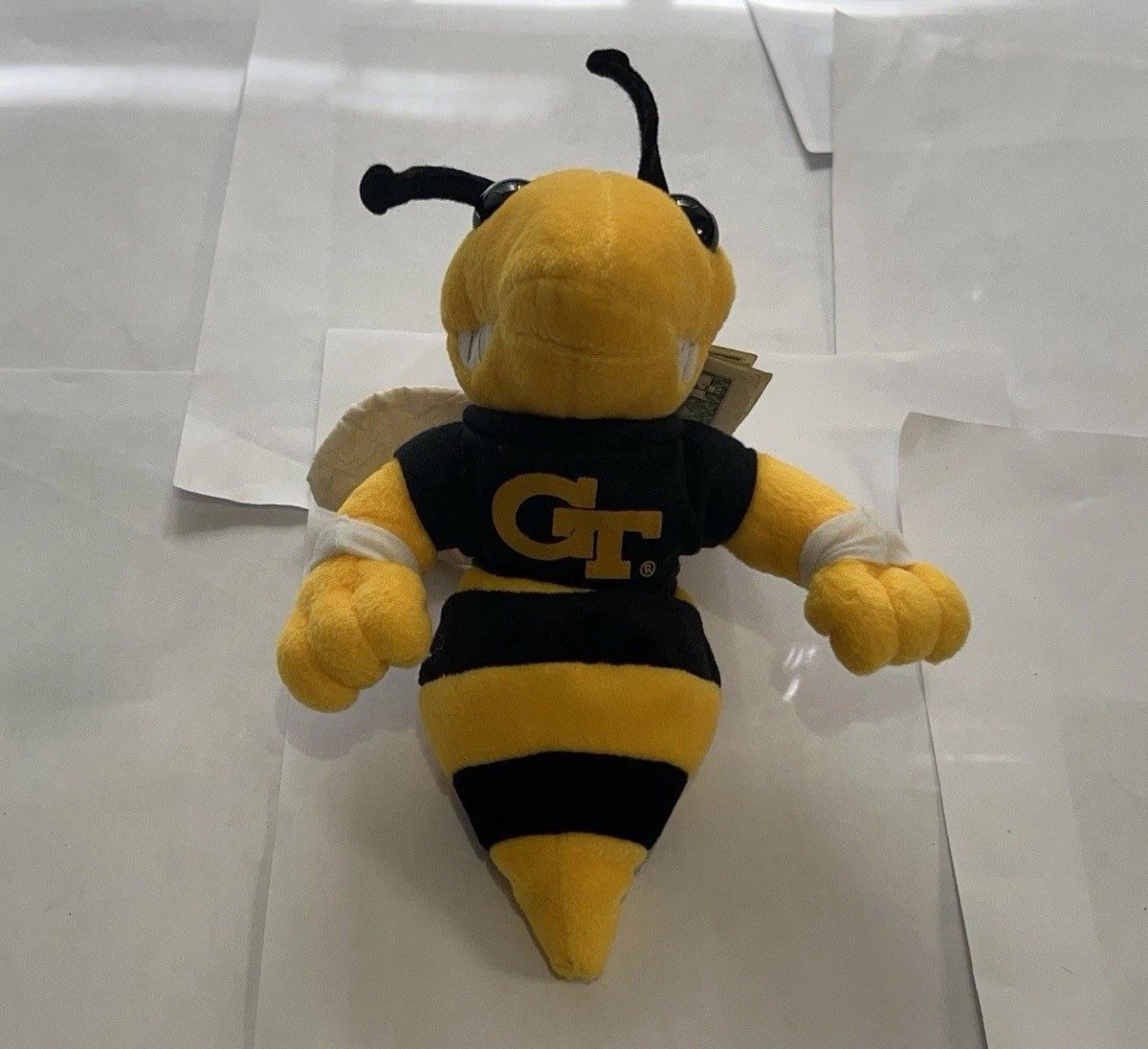 Vintage 1998 Georgia Tech Yellow Jackets Buzz Mascot Plush Bean Bag Figure RARE