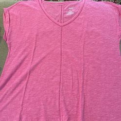 Women’s Size XL Sonoma Knit Top Shirt V-Neck Pink extra Large Short Sleeves t tee