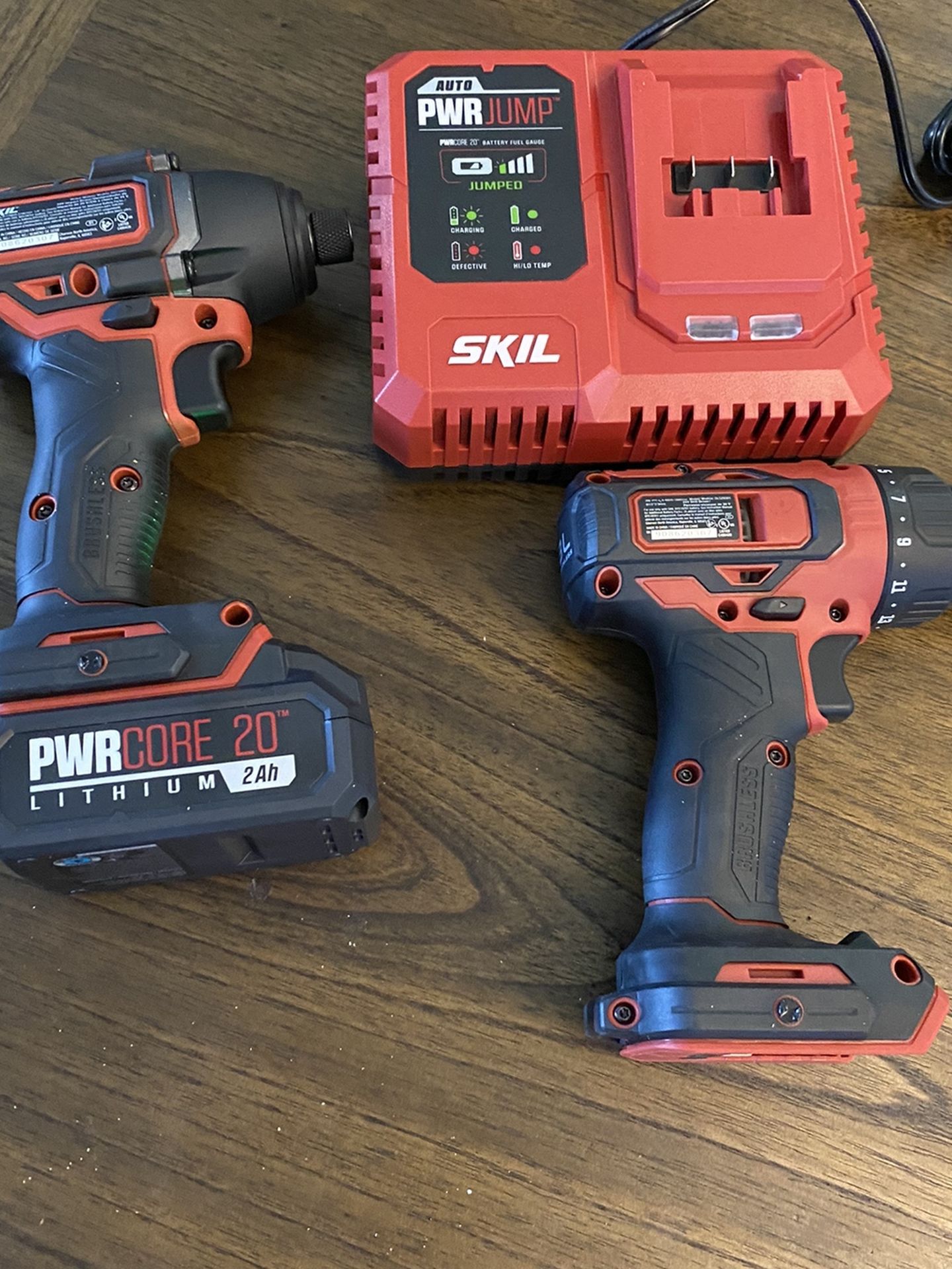 20v Brushless Drill, Impact Driver, Battery, And Charger (Skil Pwrcore 20)