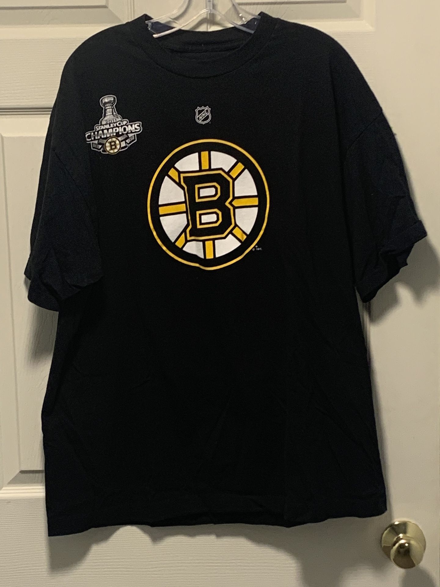 Boston Bruins Shirt Mens XL Black Yellow NHL Hockey Nathan Horton Reebok 2011