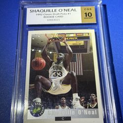 1992 Classic Draft Picks Shaquille O'Neal Card #1 CGS 10 Gem Mint Orlando Magic