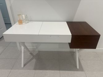 Vanity Desk White Gloss with Wood GREAT CONDITION