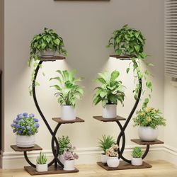 BACEKOLL Plant Stand Indoor with Grow Lights - 2 Pack