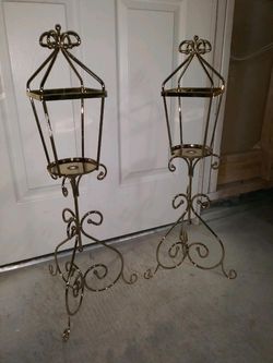 (2) Decorative Gold Metal Candle Holders