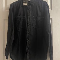 Brand New Men’s Black Front Seam Long Sleeve Casual Shirt Size M
