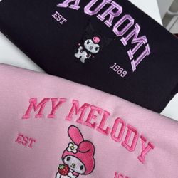 Embroidered Kuromi And My Melody Sweatshirts