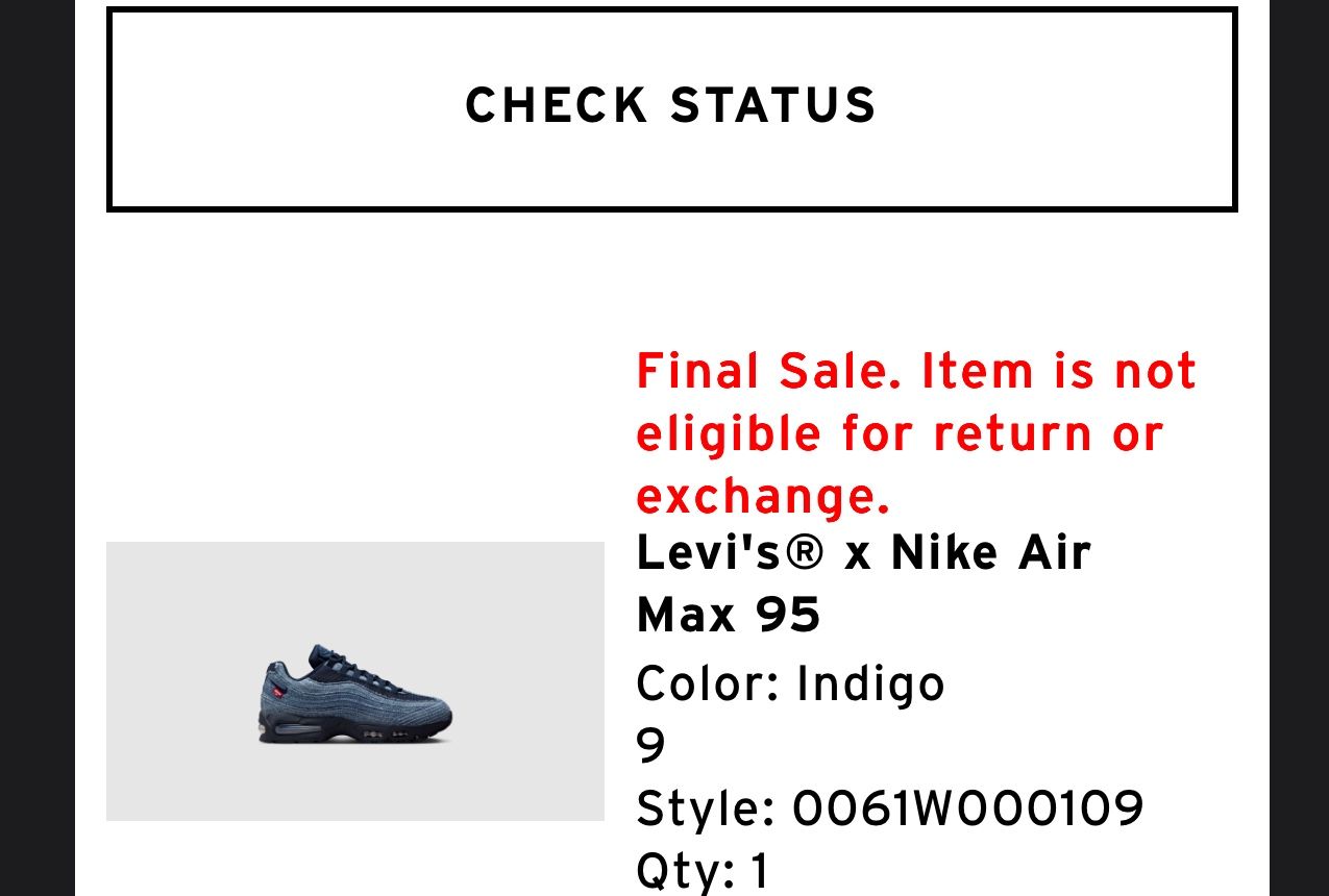 NIKE LEVI'S X AIR MAX 95 Blue Indigo Size 9