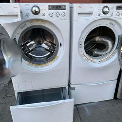 LG WASHER AND GAS DRYER FRONT LOAD WITH PEDESTALS ✅$599✅ FREE DELIVERY AND INSTALLATION