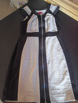 Lizminelli Black and White Zip-Front Dress Size Medium