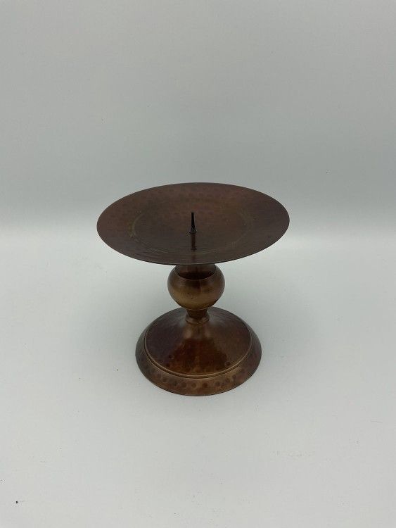 Hammered Copper Pillar Candle Holder- 4.25in