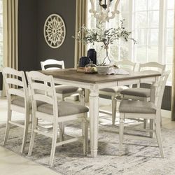 Realyn Chipped White Counter Height Set

