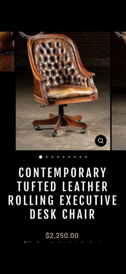 Contemporary tufted leather rolling executive desk chair, new cost $2250.  fancy accent office executive office chair , 1st $950 obo new was $2250