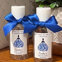 ROYAL BLUE Dress QUINCEAÑERA Recuerdos hand sanitizers favors