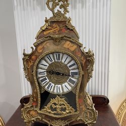 Beautiful Large Boulle Inlay Bronze Mantel Clock Made in Italy🌷
