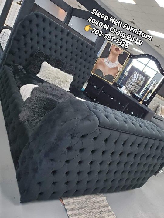 🙋‍♂️ Queen Light Up Fireplace TV Pop up Bed frame👉 Furniture💲SALE