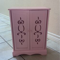 Pink Wood Doll Armoire Closet