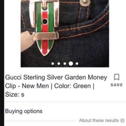 Gucci  Buckle Money Clip Sterling Silver + Enamel Made In Italy
