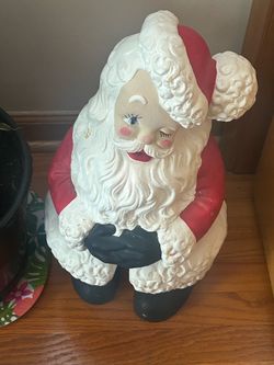 Vintage Ceramic Winking Santa Claus Figurine, Bank