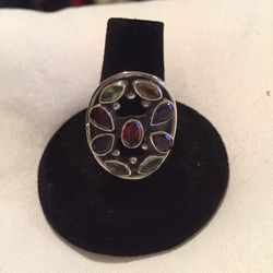 Multi-Gemstone Ring Set in Sterling Silver