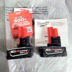 Milwaukee Battery 6.0ah m12 $70 each Battery