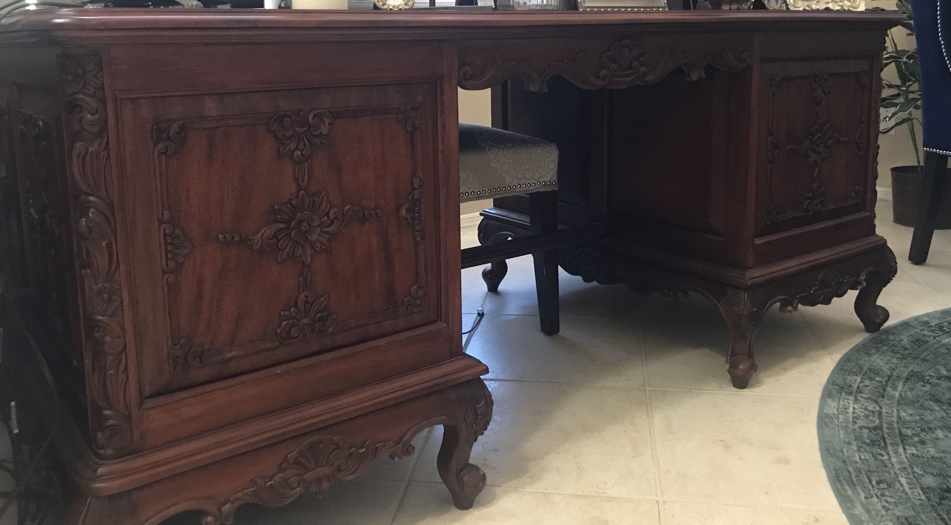 Grand Antique solid oak two sided desk