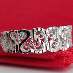 ❤️14k Size 7 Precious Solid White Gold Diamond Cut Band Ring!/ Anillo de Oro Blanco Corte de Diamante!👌🎁Post Tags: Anillo de Oro
