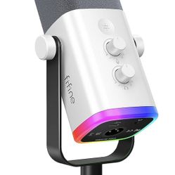 FIFINE XLR/USB Gaming Microphone for Streaming Podcasting, PC Computer RGB Mic, with Gain Knob, Mute Button, Monitoring Jack, Gamer Mic for Recording 