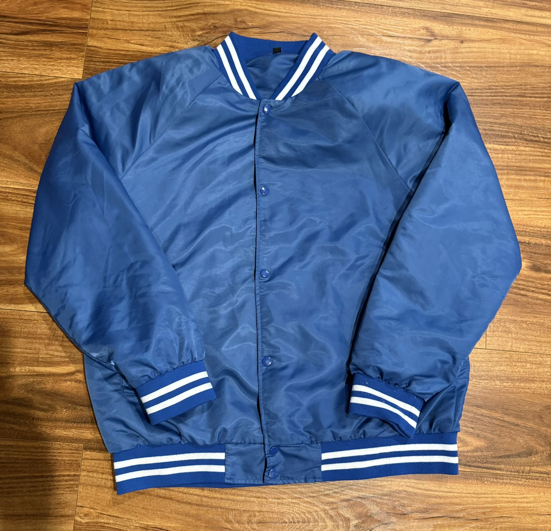 Vintage Dodger Blue Satin Varsity Windbreaker Jacket Elwood RARESIZE XL