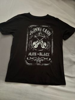 Johnny Cash Man in Black Graphic T-Shirt